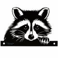 Metal raccoon outdoor art piece from Lake & Cabin Collection, mounted on wooden fence for rustic garden décor.

