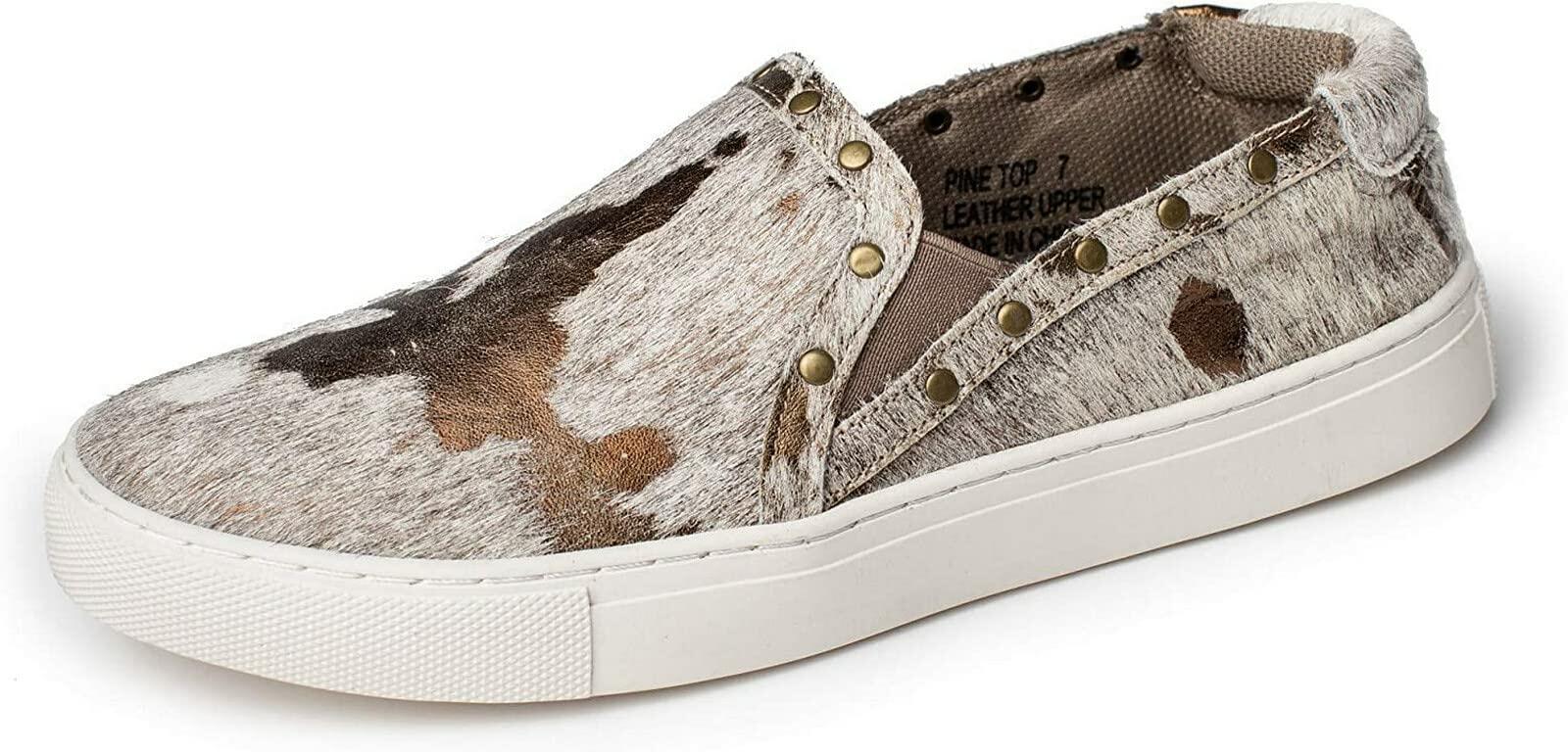 Corkys Pine Top Hair-On Leather Slip-On Sneaker – Women’s Bronze Cowhide Fashion Shoe, Final Clearance Size 9