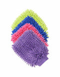 Multi-purpose microfiber mitt used for applying fly spray or coat conditioner on horses, measuring 10 x 7 inches.