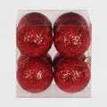 8ct Christmas 70mm Ornament Set Chunky Glitter Red - Wondershop