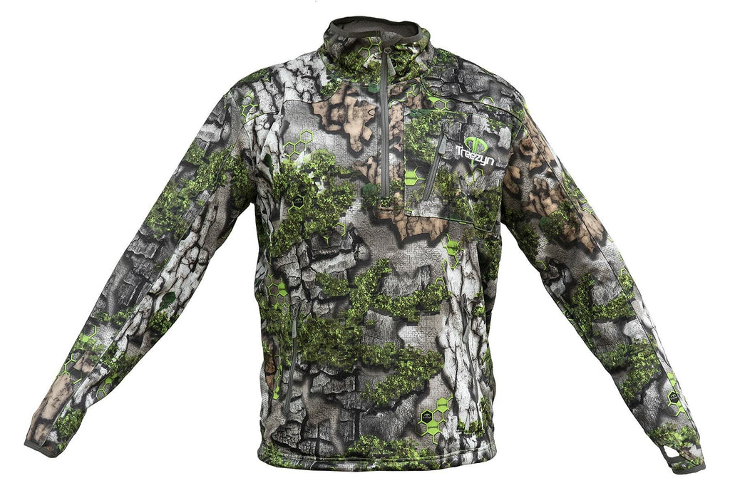 Final Clearance Treezyn Men’s Early SEEZYN 1/4 Zip Pullover Medium – Silent Hunting MicroFleece with Storage Pockets