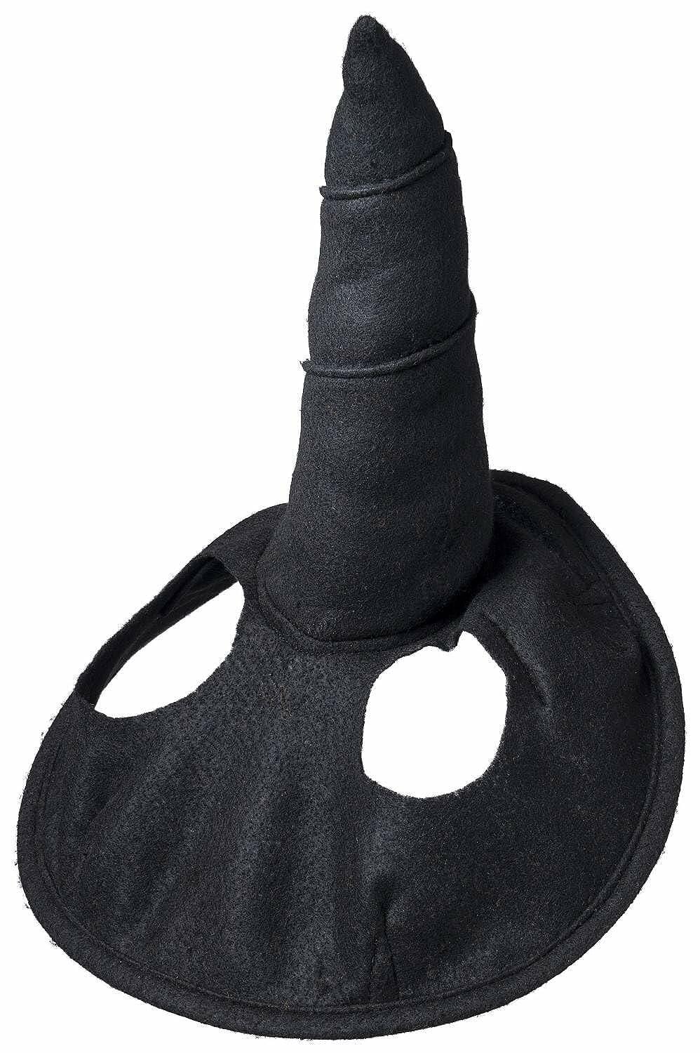 Black witch hat with pointed top on a white background