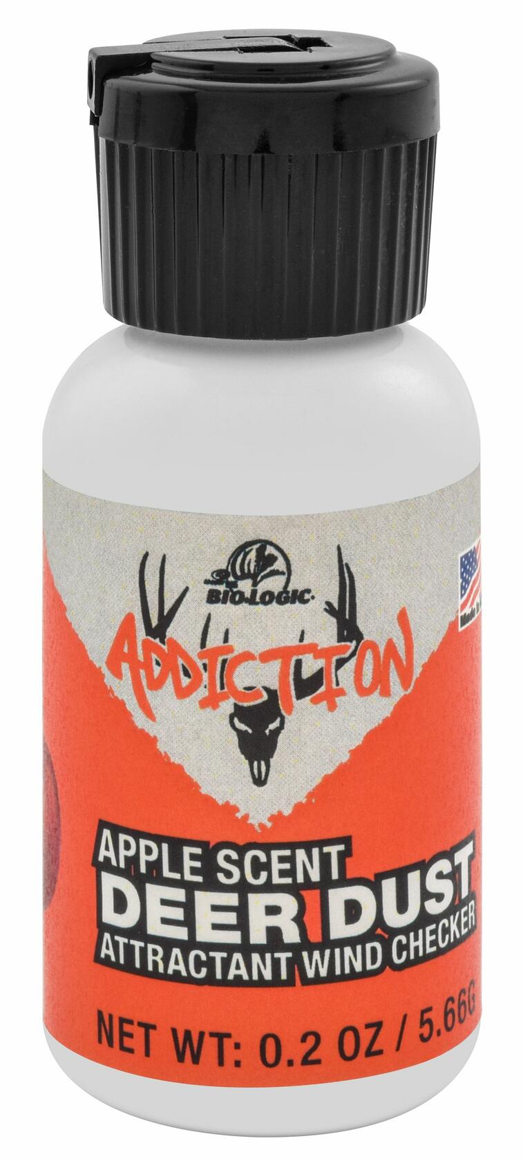 Mossy Oak BioLogic Deer Dust Apple Wind Checker bottle for hunters to detect wind direction and attract deer with apple scent
