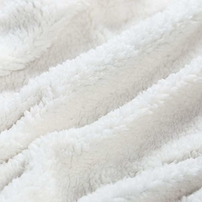 Close-up of white fleece fabric texture