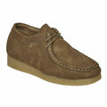Brown suede loafer shoe on a white background