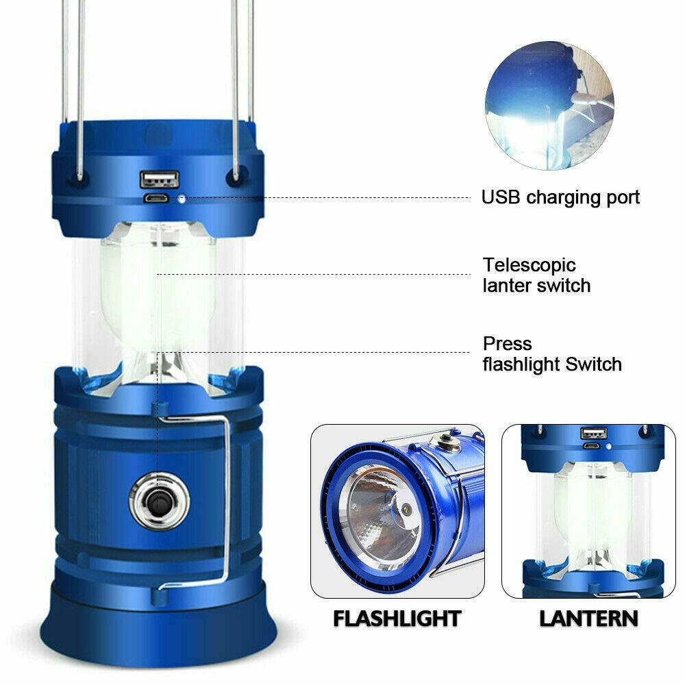 Solar LED Light Rechargeable Flashlight Lantern Camping Lamp