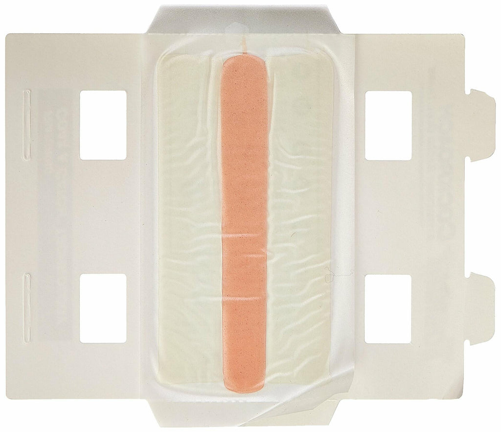 Rectangular device with a central pink strip on a white background