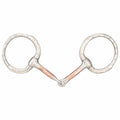 Silver and rose gold bridle bit on a white background