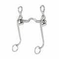 Metal horse bridle bit on a white background