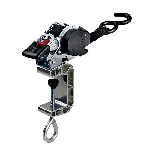 Mechanical pulley system with a hook on a white background
