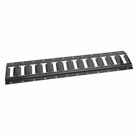 Black metal ladder rack on a white background