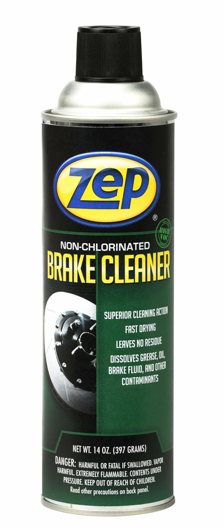 Zep brake cleaner can with black and green label