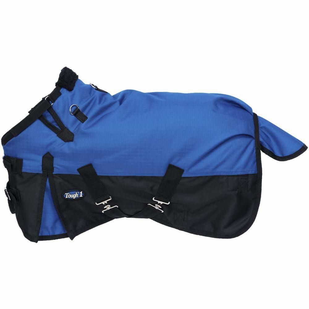 Blue and black horse blanket with 'Tough-1' branding on a white background
