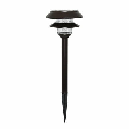 Solar garden light with clear glass cover on a white background