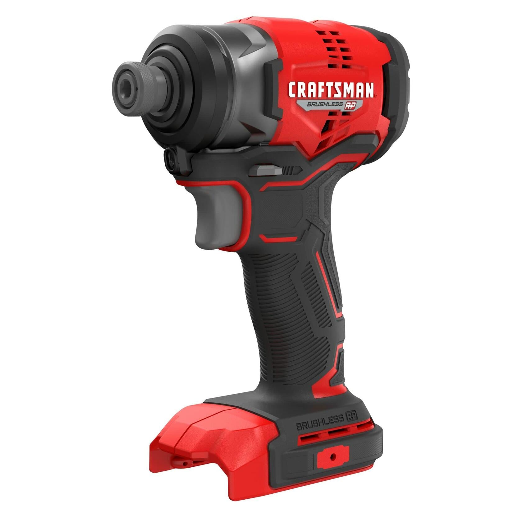 Red and black Craftsman cordless drill on a white background