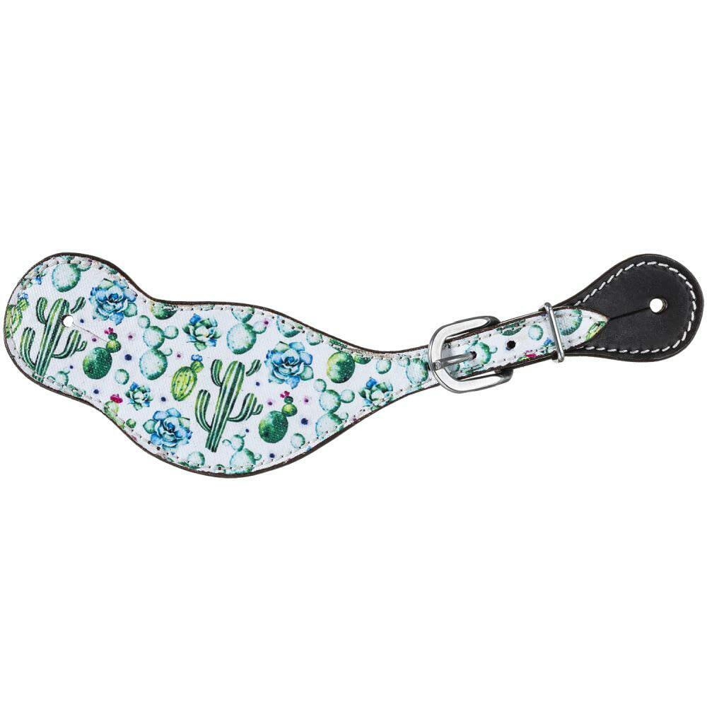 Leather strap with cactus pattern on a white background