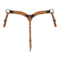 Brown leather halter with metal hardware on a white background