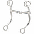 Metal horse bridle bit on a white background
