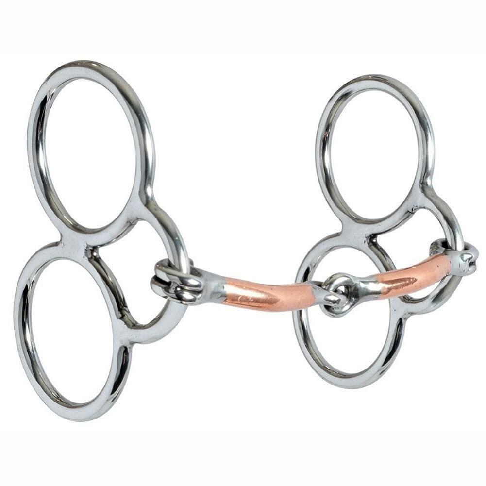 Horse bridle bit with rose gold and silver design on a white background