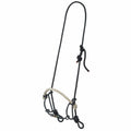 Horse bridle with black reins on a white background
