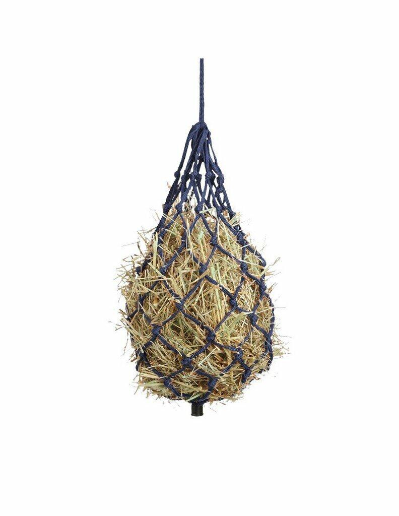 Hay ball in a net bag on a white background