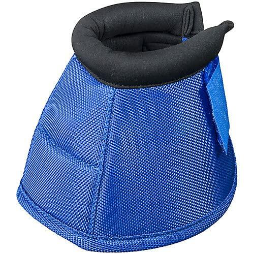 Blue protective boot with black interior on a white background