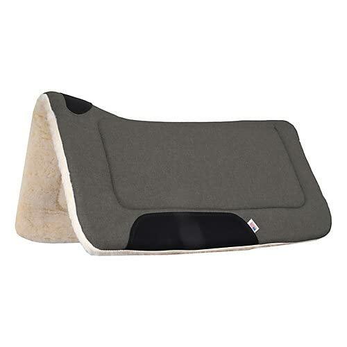 Gray saddle pad with a white border on a white background