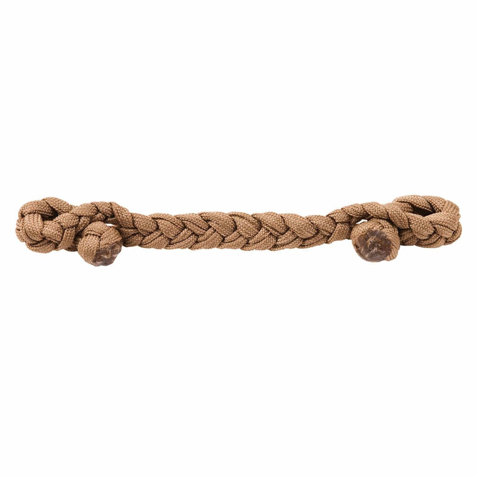 Brown braided rope curb on a white background