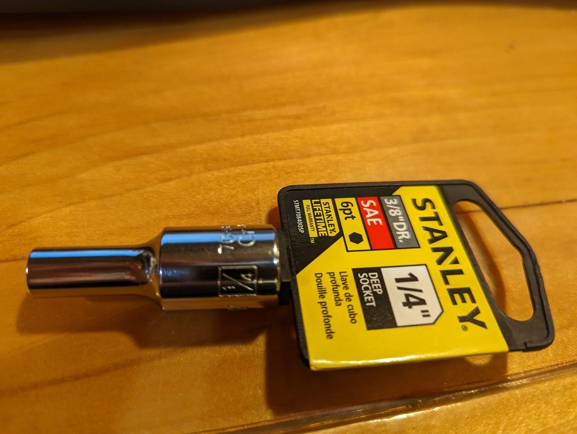 Stanley Deep Socket 3/8" drive 6pt 1/4"