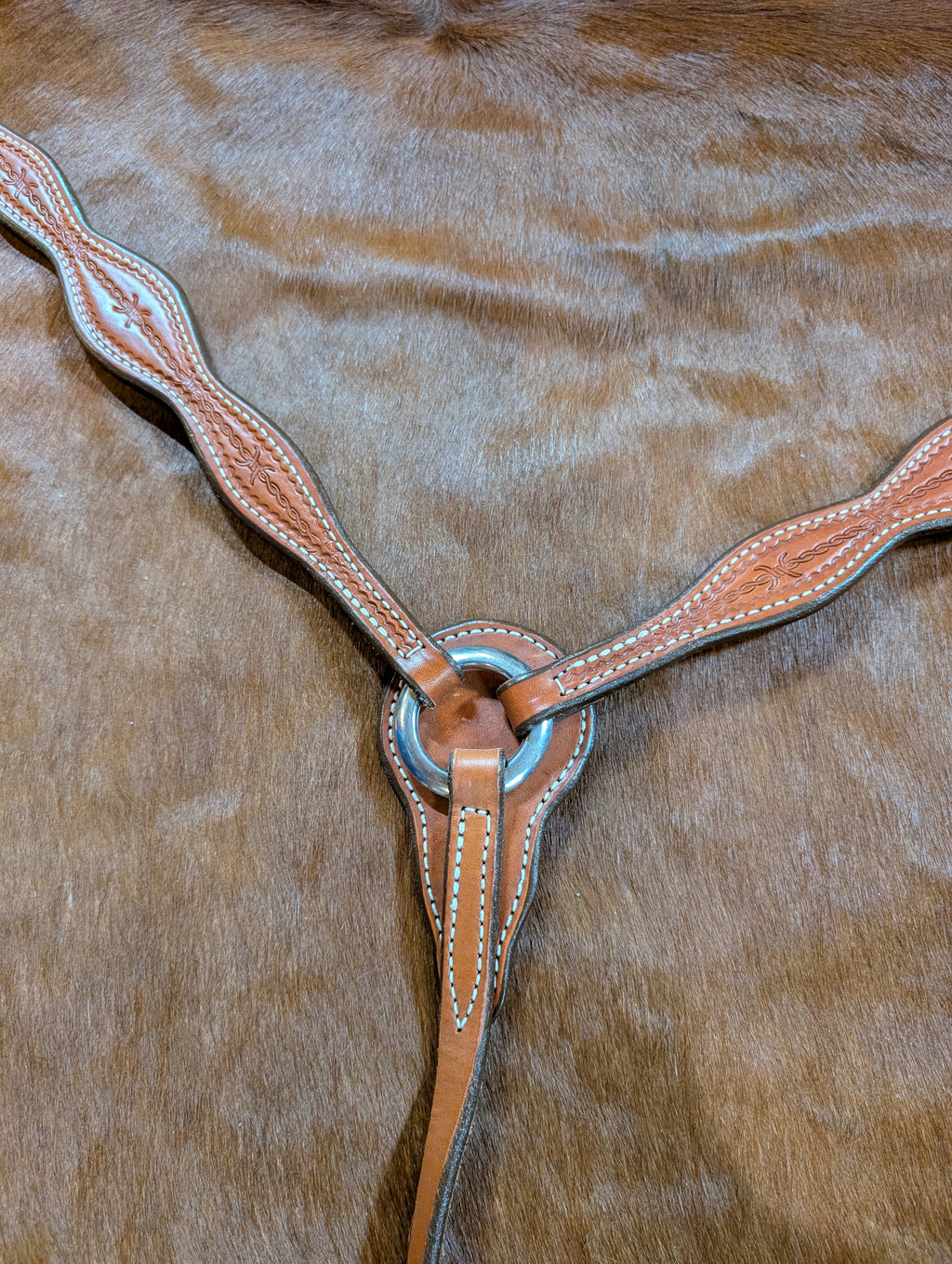 Barbed wire tooled 3 piece breast collar