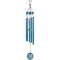 Blue wind chime with a spiral design 