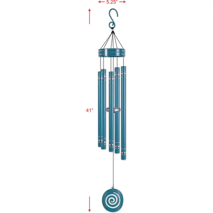 Blue wind chime with measurements