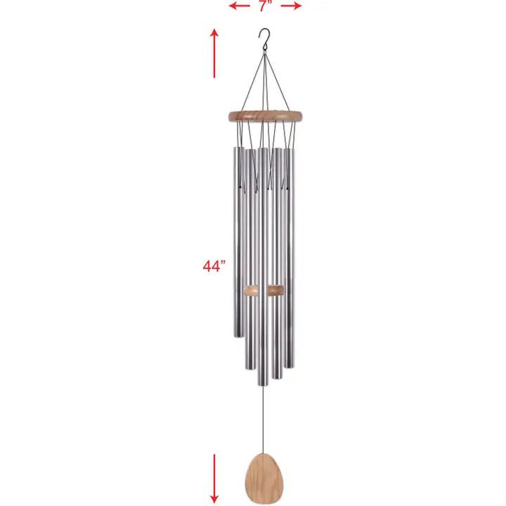Wind chime shown with measurements
