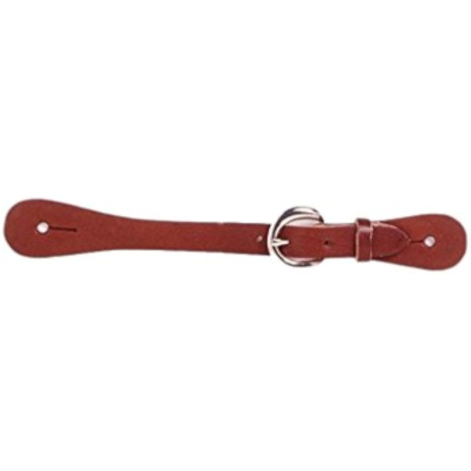 Red leather belt with a silver buckle on a white background