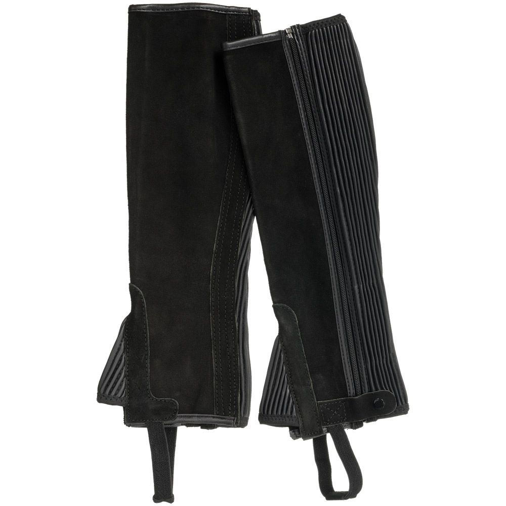 Black suede leather half chaps