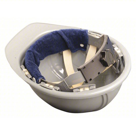 OccuNomix Terry Topper #870 Navy Blue Cotton Sweatband Installed Inside a Hard Hat