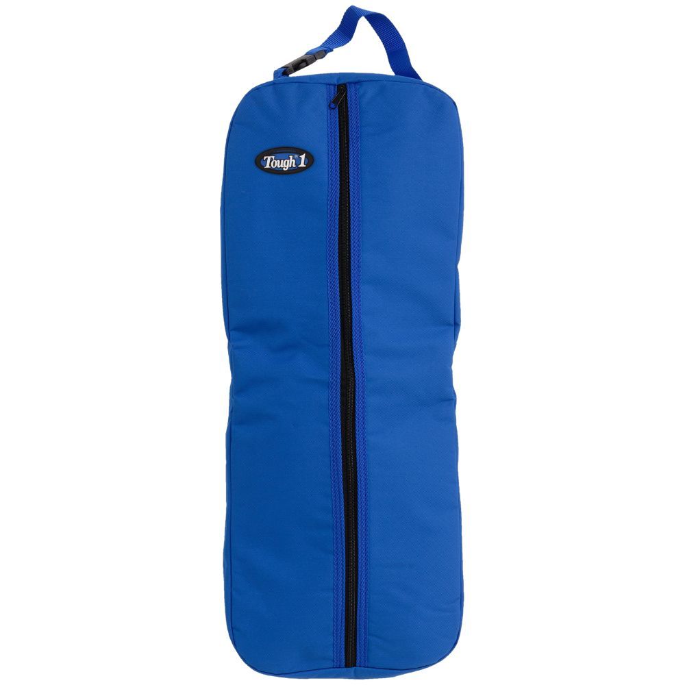 Blue zip front halter bridle bag by tough 1 with handle on top