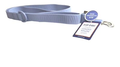 Dog leash with a Top Paw tag it is a coated nylon lead in blue
