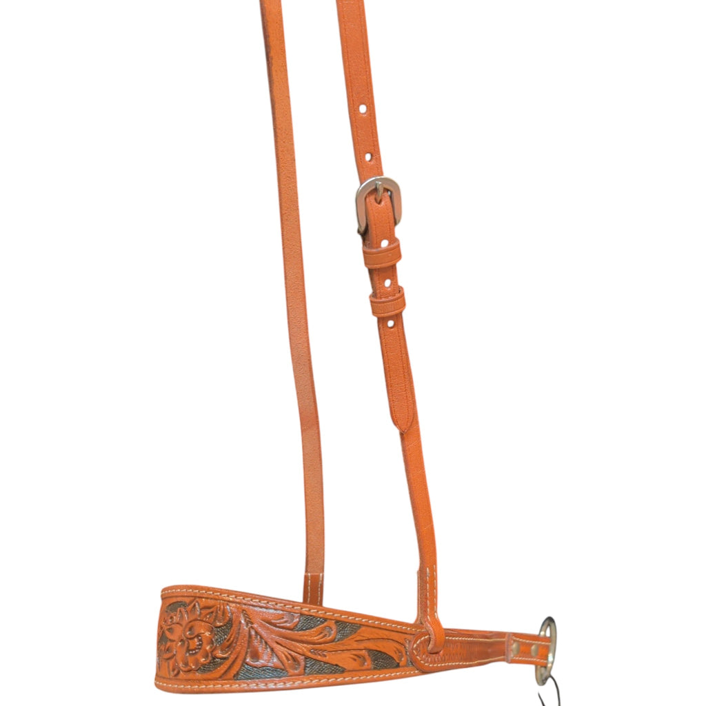 Tough 1 Dakota Medium Oil with Black Floral Tooling Noseband