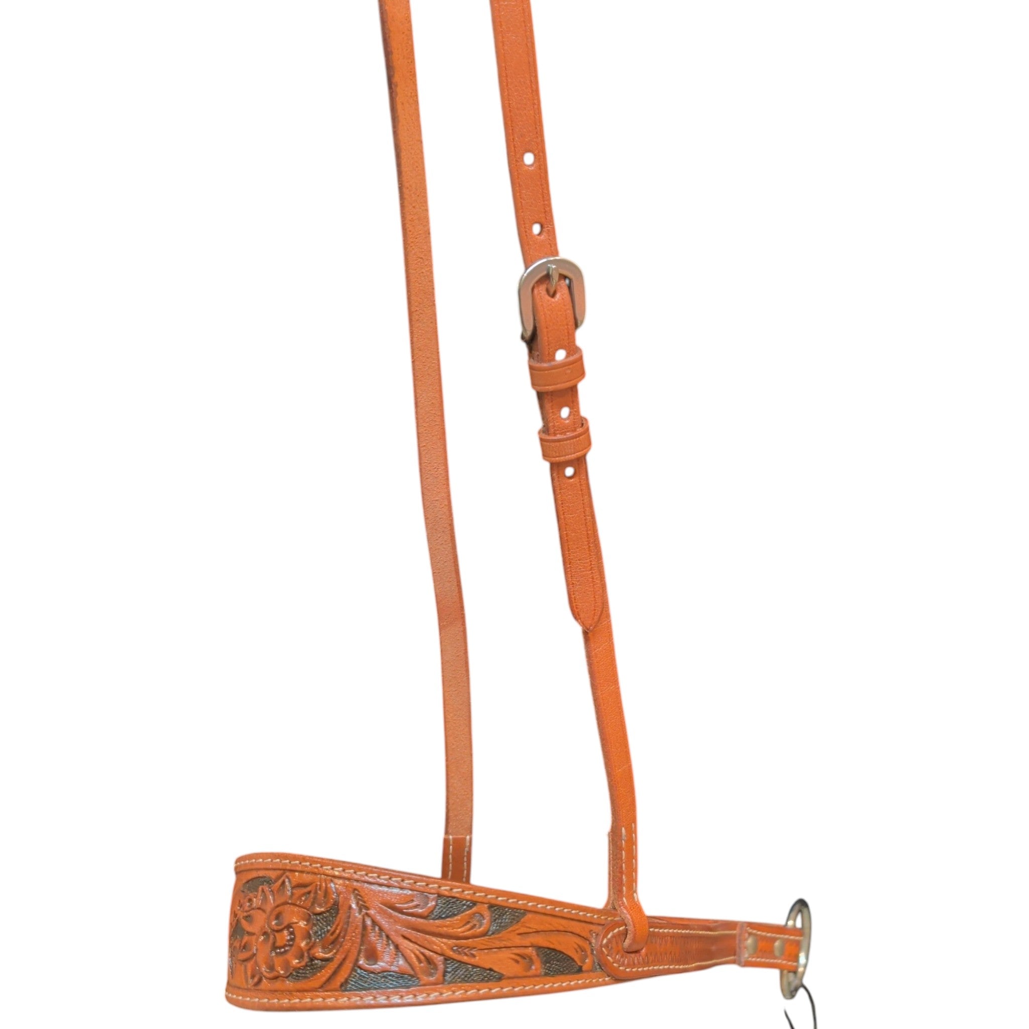 Tough 1 Dakota Medium Oil with Black Floral Tooling Noseband