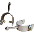 A pair of Tough 1 Stainless steel equitation spurs with a ball instead of a rowel.