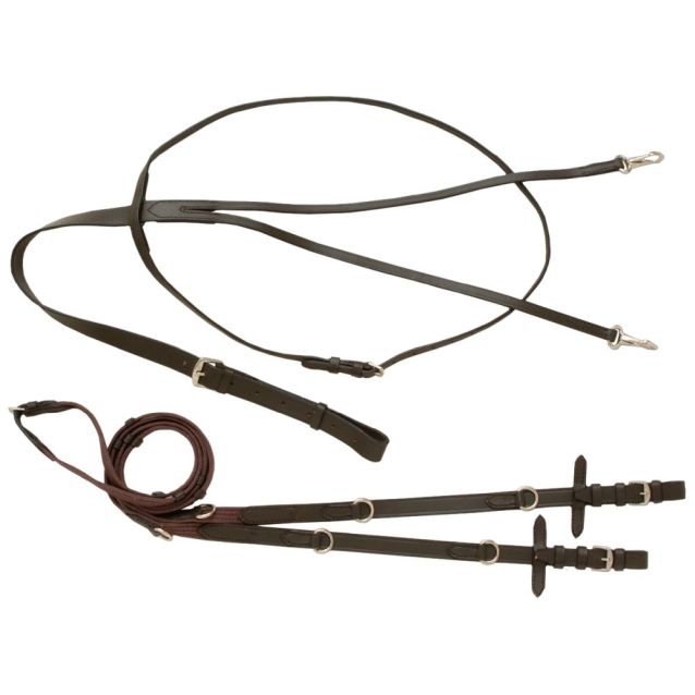 Tough 1 Leather German Martingale set with reins. 