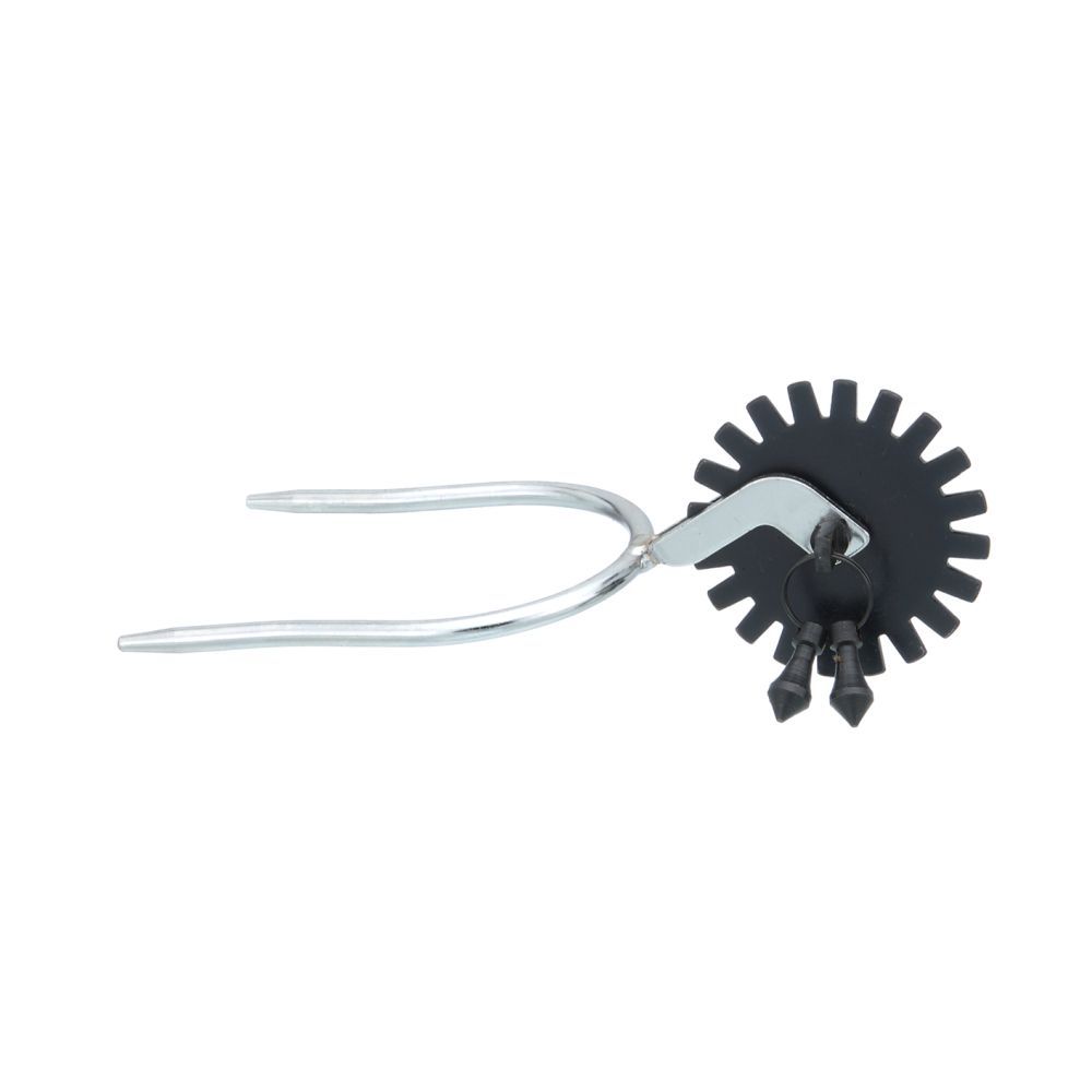Tough 1 slip on jingle bob spur, silver with black rowel.