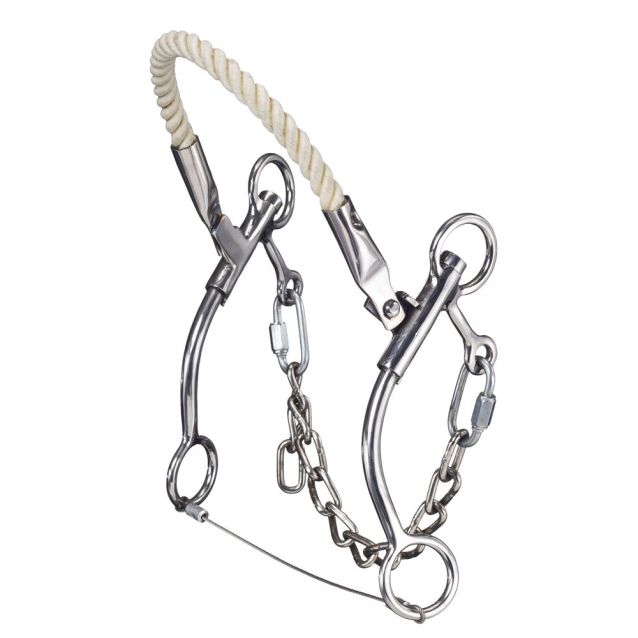 Rope nose hackamore with chain.