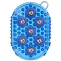 Tough 1 rubber jelly massage groomer showing the magnetic balls in blue