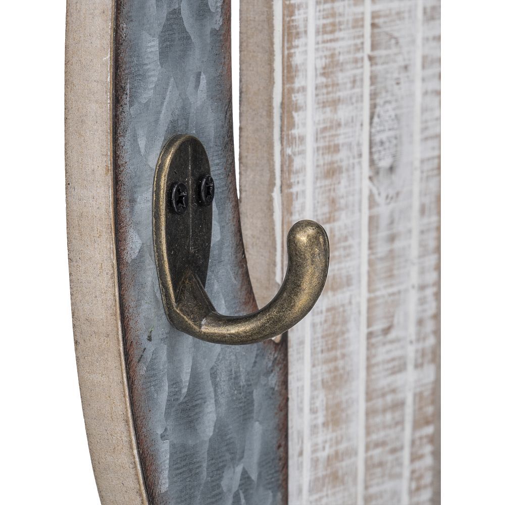 Hook on metal and wood wall hanger