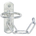 Metal fast latch with a chain for stalls and gates. 