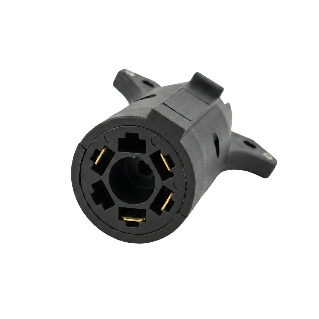 Trailer Parts Pro 7-way RV Trailer Wire plug in adapter to 4-way flat plug truck side view
