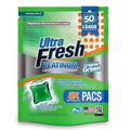 Green and blue pouch of Ultra Fresh 5X Platinum Laundry Detergent Pacs in Original Green scent.