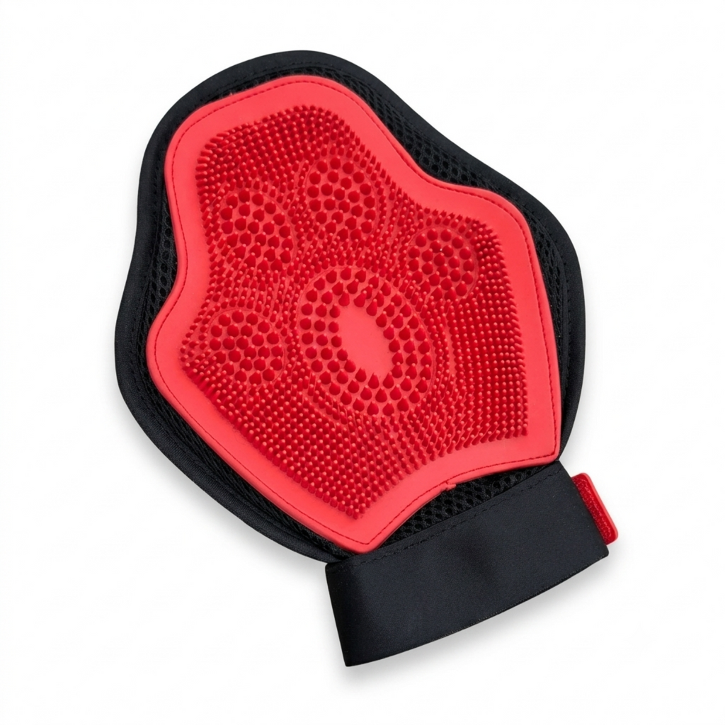 Red and Black was mitt with soft rubber nodules on it